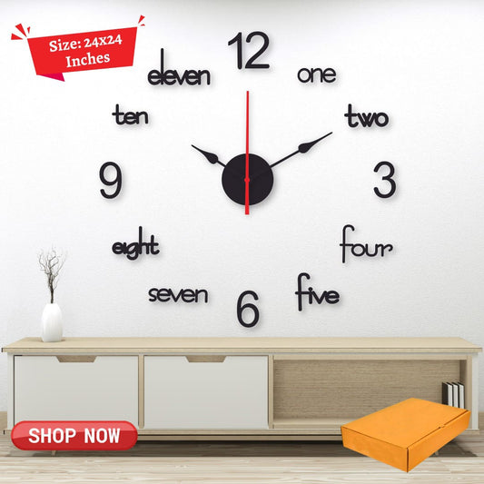 Acrylic Wall Clock with 12 inch Needles